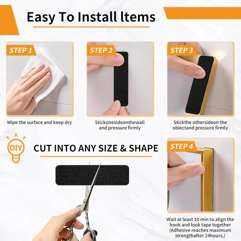 40 Pack Hook and Loop Tape Heavy Duty 1x4 Inch Double Sided Strips Strong Tape Self Adhesive Reusable Hook Loop Mounting Tape for Walls Doors Tables 2