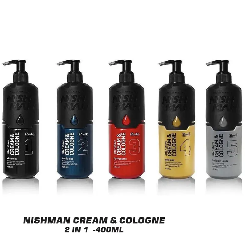 Nishman After Shave Cream & Cologne Invisible Touch Extra Moisturizing Absorbs instantly with no Greasy Residue Cooling Post Shave 2 in 1 Cream and Cologne 400ml No.5 2