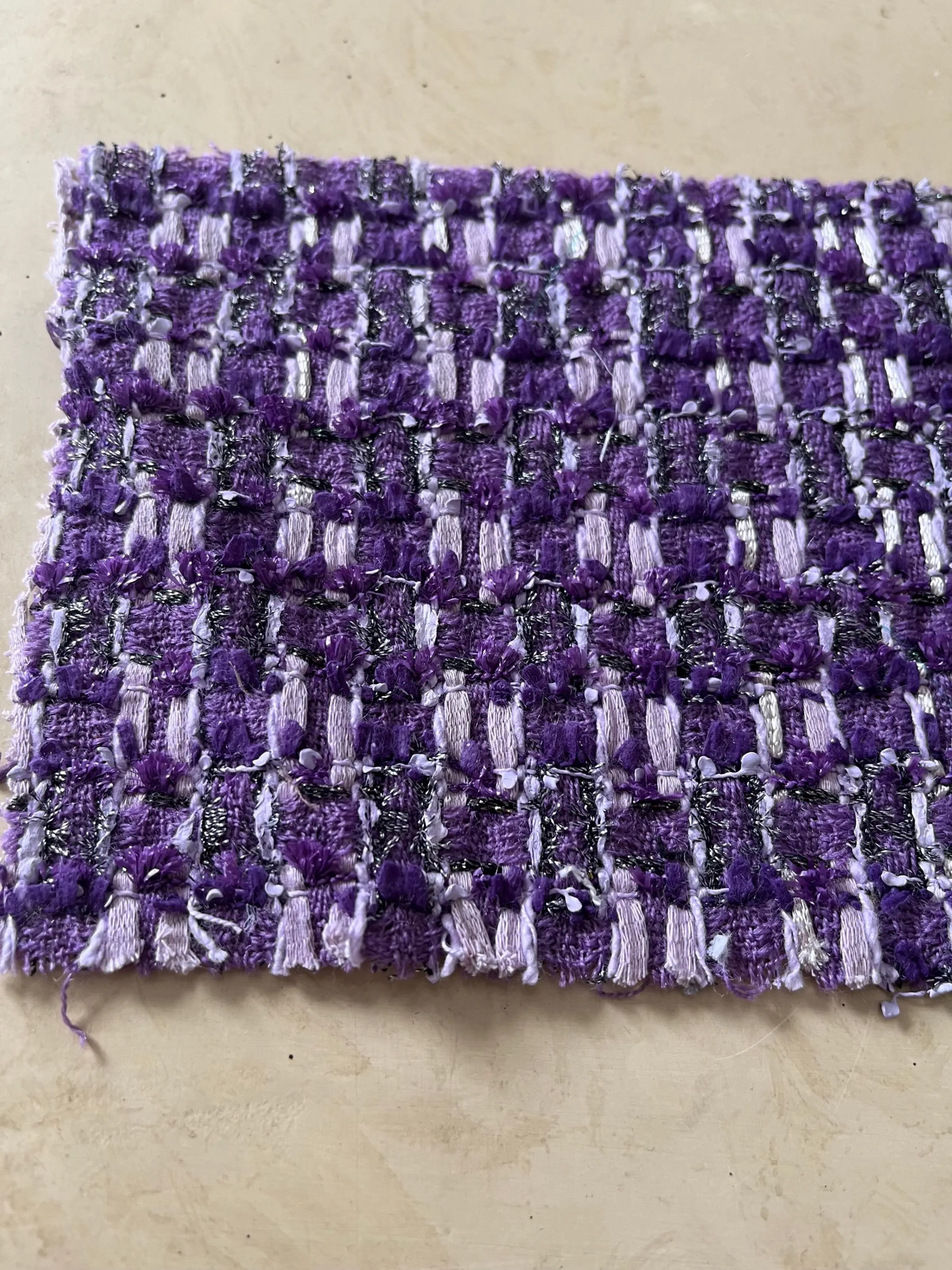 NEW High Class Wool Lavender Metallic Silver Couture Tweed Boucle Fabric (Read Description)