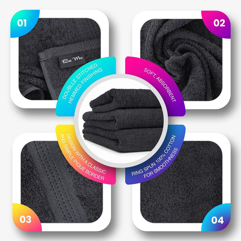 Bamu Premium Bath Towels, Set of 2 And 4, 100% Cotton 500GSM Ring Spun Towel Set 2