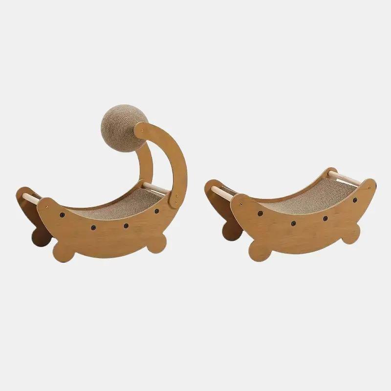 Moonboat Shape Cat Tree Scratching Post Board Climbing Activity Centre Bed Sofa Toys Scratcher with Ball cat  furniture 4