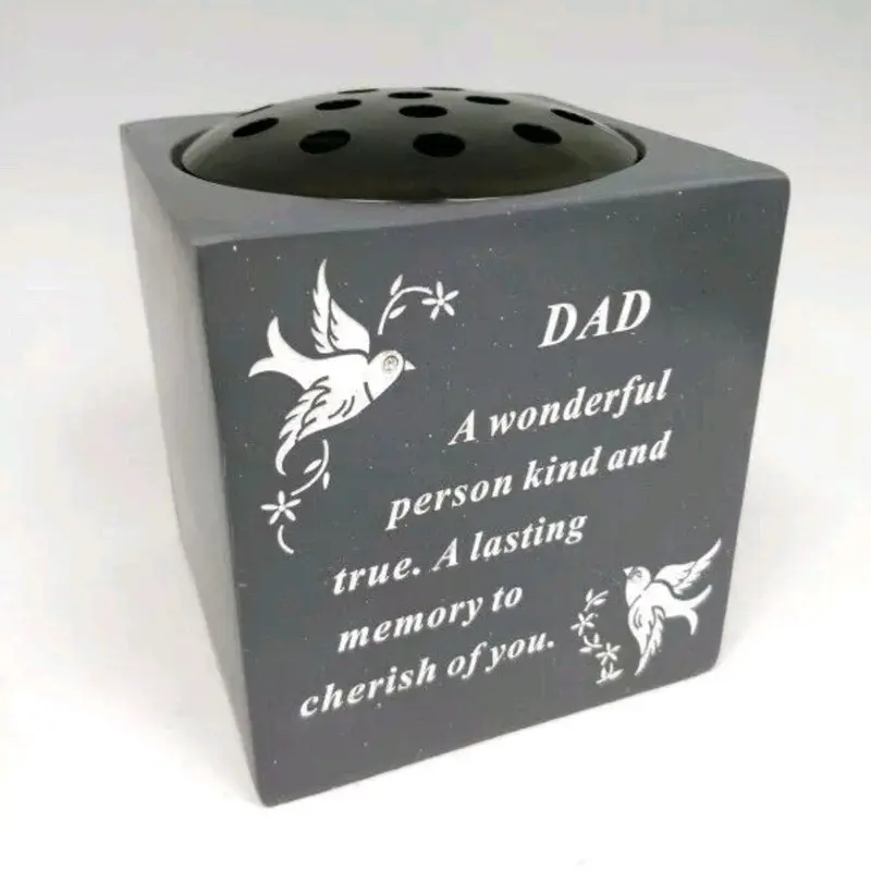 Memorial FlowerSlate  Plaque Tribute  Vase Rose Bowl Dove Diamante Graveside 2