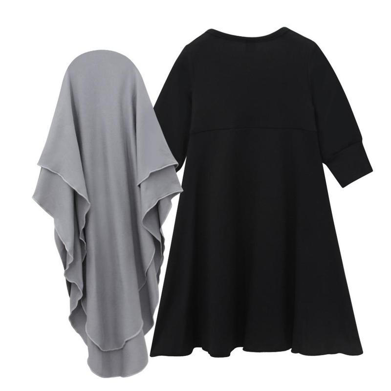 HASASERIES HS1194 2pcs Set,Child Abaya with Two Layer Khimar 6