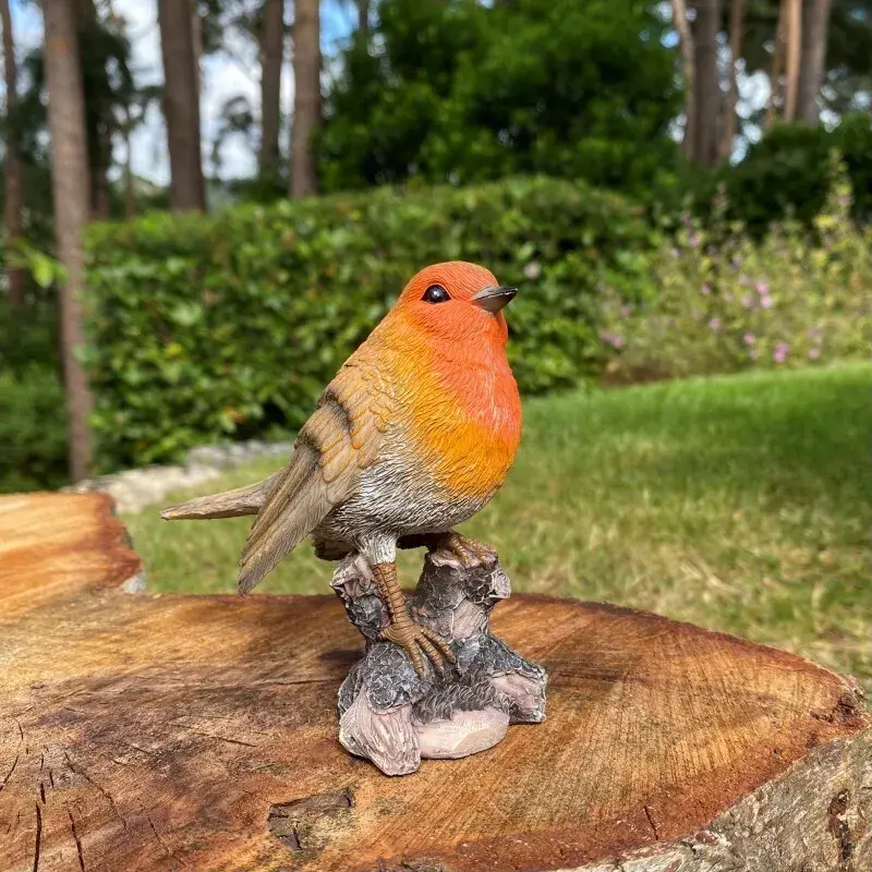 Robin on a Tree Stump Garden Ornament Resin Bird Sculpture Figurine Ornaments Outdoor | Bird Statue Garden Ornaments Outdoor, Resin Accessories, Realistic Garden Statues, Christmas Ornaments Gardening Gifts 6