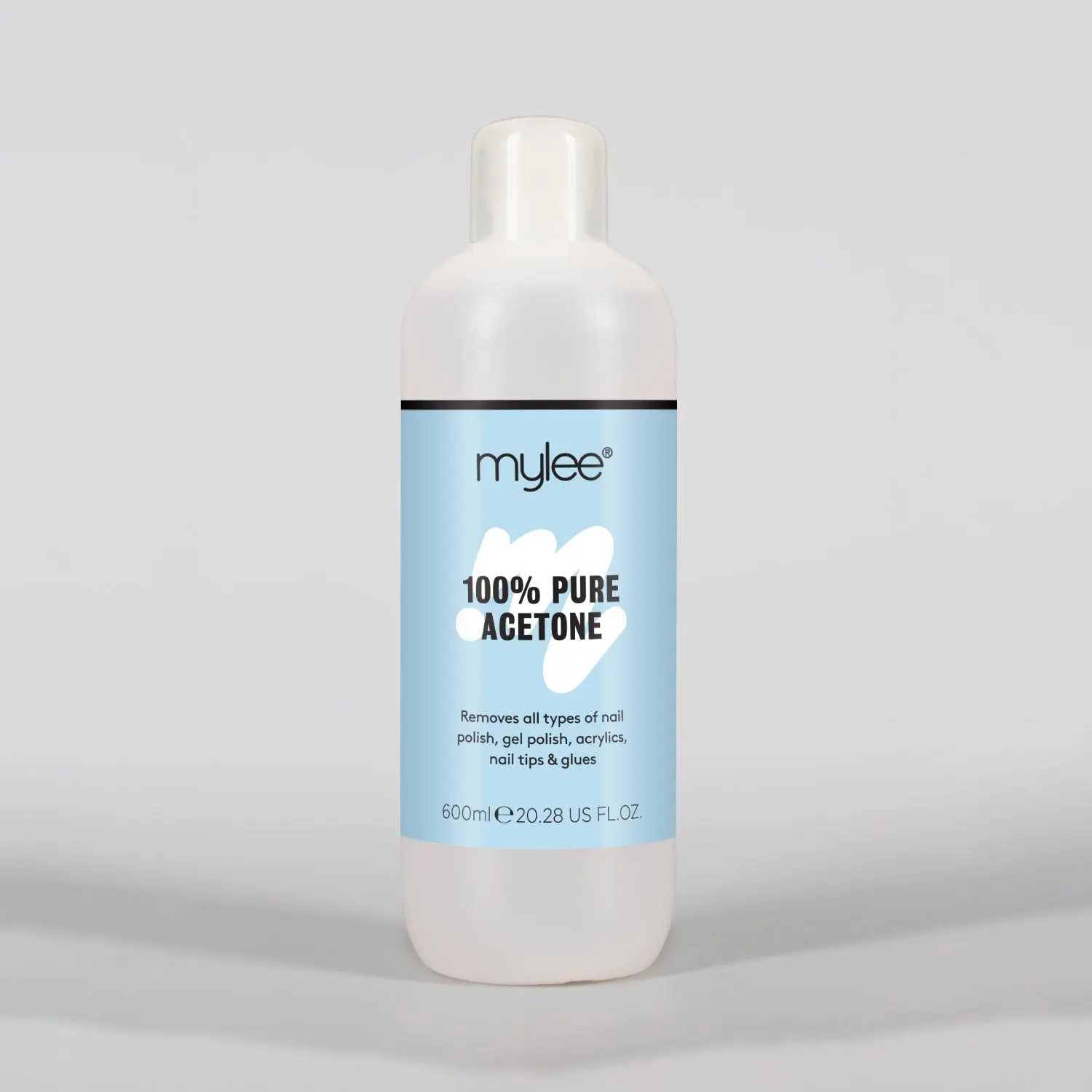 Mylee 100% Pure Acetone 600ml for UV/LED, Soak Off, Removes All Types of Nail Polish, Gel Polish, Acrylic, Gels, Nail Tip & Glue