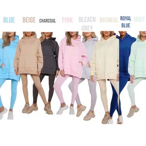OVERSIZED HOODIE LEGGING SET LOUNGWEAR SPLIT COMFY Overalls Womenswear Comfort Basic Women Minimalist Long Sleeve Casual Loungewear Outfit Soft Cuffed Girls Pocket co ord Clothing Kangaroo Matching Ribbed Suits