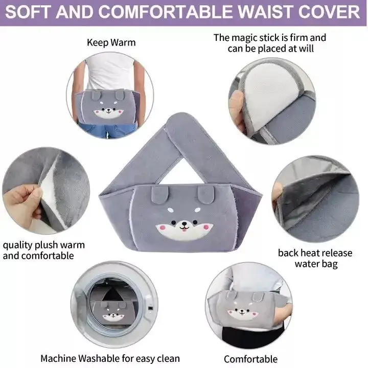 3-Piece Hot Water Bottle Set with Waist Strap for Women's Health Comfortable - Ideal for Home Use Cover Gift Hand Cup 5