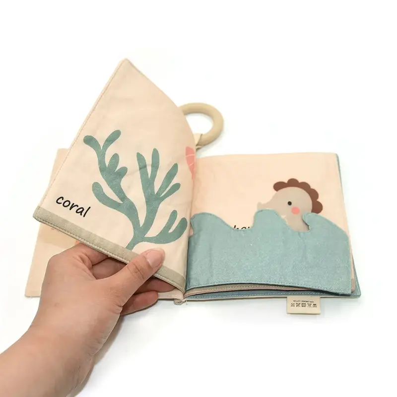 Ocean Friends Baby Fabric Book with Silicone Ring toddler busy 5