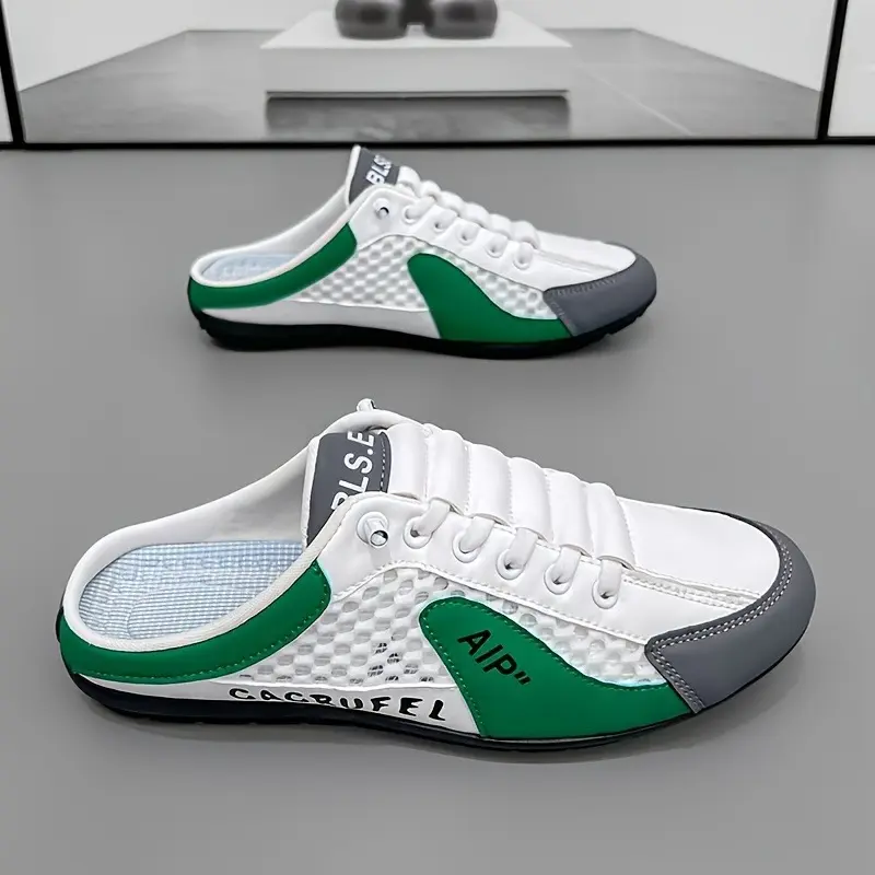 Breathable Men's Slip On Non Slip Casual Shoes, Summer Trendy Color Block Round Toe Slippers For Outdoor Walking Camping Casual Activities Footwear Boy 3