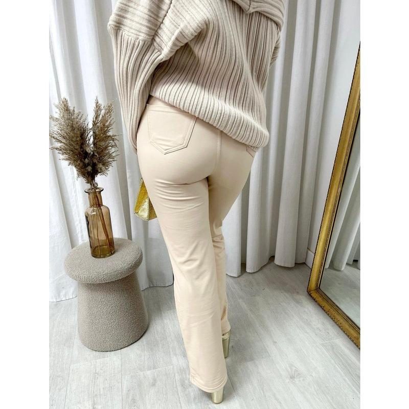 iKrush High Waisted Faux Leather Trouser i38437 High Waist   Regular Length    Workwear Partywear Plain Work Night Out 6
