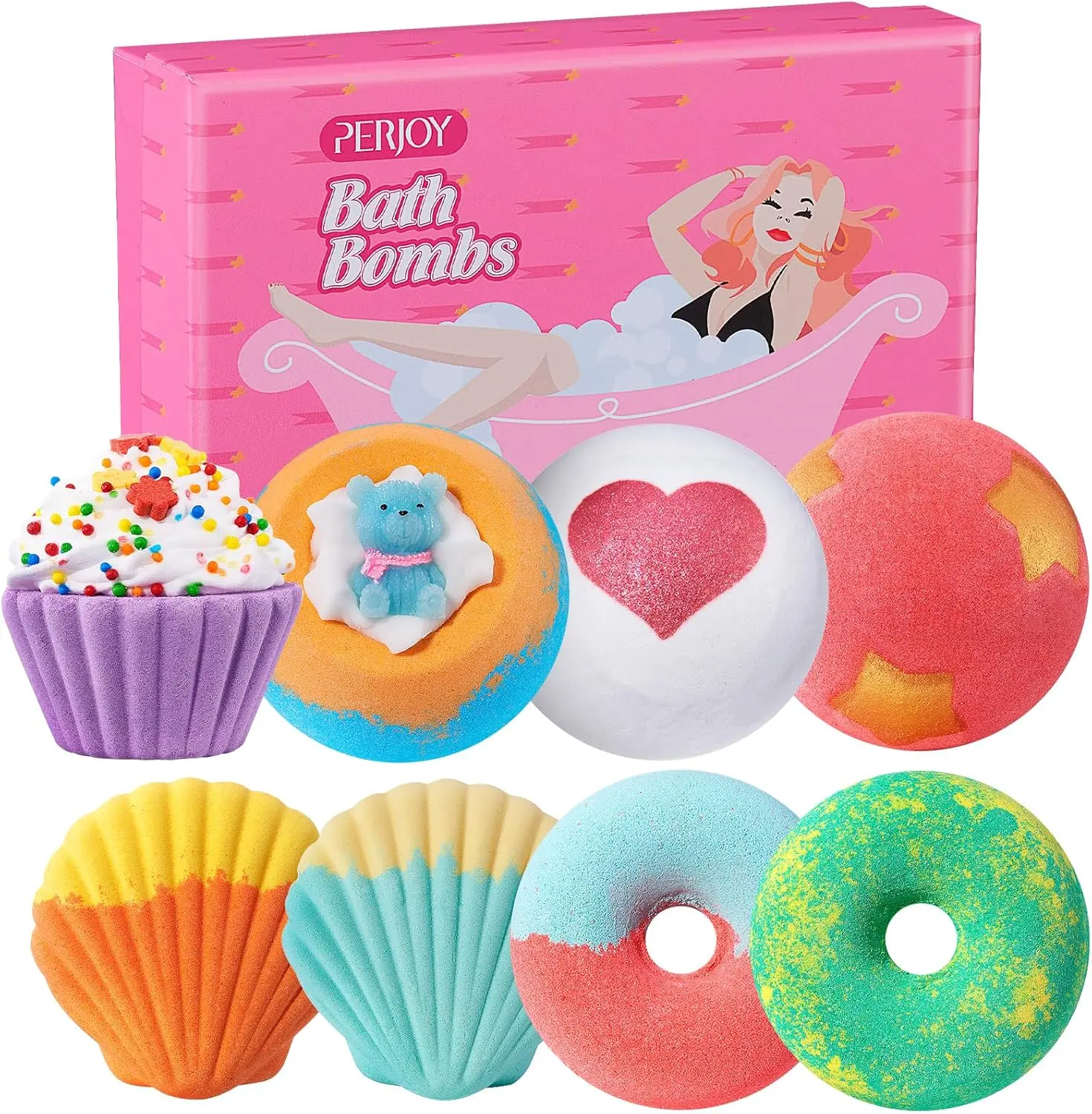 Bath Bombs, 8pcs Nature Bubble Bath Bombs for Kids Girls & Women, Easter Gifts for Kids Adults, Teenage Girls Gifts, Pamper Gifts Set for Women, Mothers Day, Birthday Gifts for Mum,Her