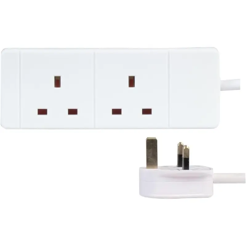 2 gang 5m white extension lead - slim usb  sockets 0