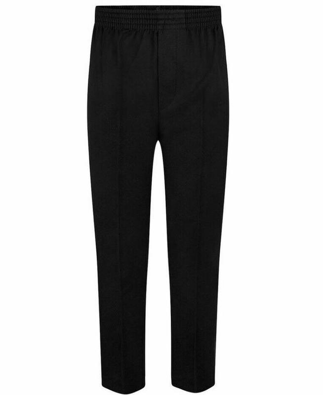BOYS ALL AROUND FULL ELASTICATED SCHOOL PULL UP TROUSERS~GREY/BLACK~2/3 TO 15/16 1