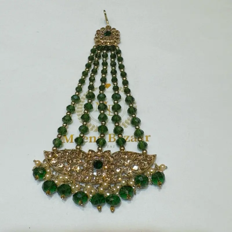 J5112 Indian Pakistani Style Jumar Jhumar Head Piece Jewellery Hair Accessories Pearl Gold Bridal Party Wear 3