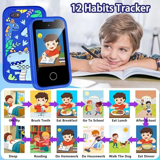 Kids Smart Phone Toys for Girls Boys Toddler Cell Phones Toy with Touchscreen Camera MP3 Learning Smartphone Childrens Fake Cellphone for 3 4 5 6 7 8 Year Old Christmas Birthday Gifts Ideas(Blue) 1