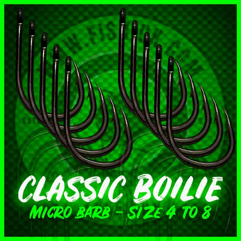 Wide Gape Classic Boilie Style Carp Hooks.Micro Barbed 6