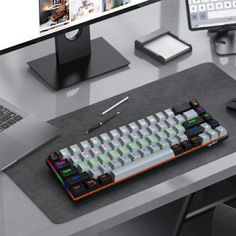 V800 68 Keys Keycap RGB Lighting Effect Metal Panel Mechanical Keyboard Grey 4