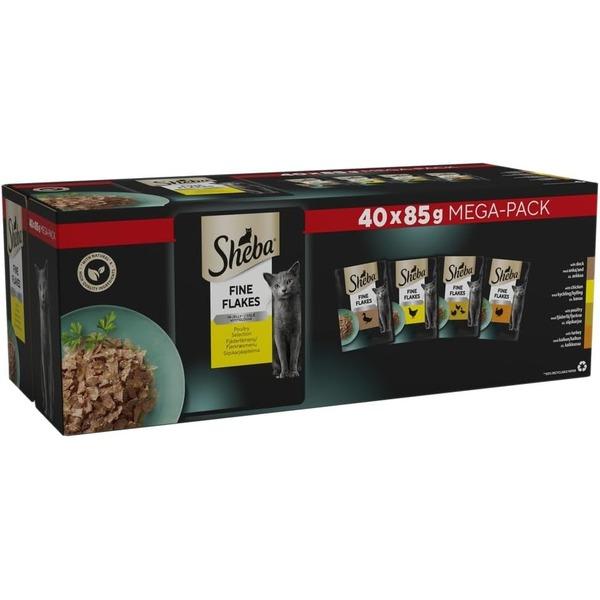 Sheba Fine Flakes Poultry Collection in Jelly 40 Pouches, Adult Wet Cat Food, Megapack (40 x 85 g) 0