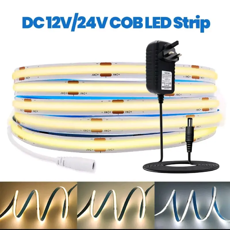 12V COB LED Strip Lights for Cabinet and Kitchen - High Density Flexible Tape Rope 0