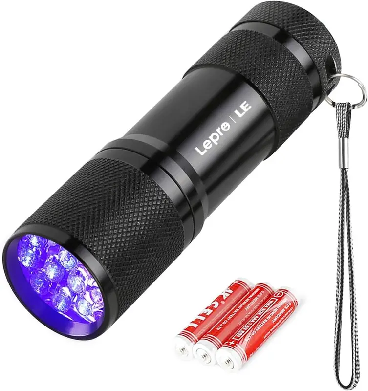 Urine Detectors Lepro LE UV Torch, 9 LED 395nm Ultraviolet Flashlight, Blacklight Detector for Pet Urine, Stain, Bed Bugs and More, 3 AAA Batteries Included [Energy Class F] 0