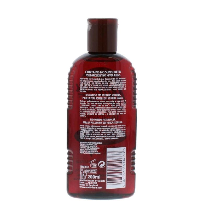 Malibu Sun Bronzing Fast Tanning Oil with Beta Carotene, Water Resistant, Tropical Coconut Fragrance, 200ml Scent Skincare Nourishing Spf 2