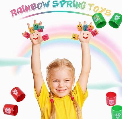 24pcs Mini Rainbow Smiley Face Springs Toys Christmas Rainbow Smile Face Toys Party Gift Bag Toys Fidget Mini Smile Toys for Kids Pinata Stocking Fillers,Classroom Prizes &Rewards Toys for Kids 2