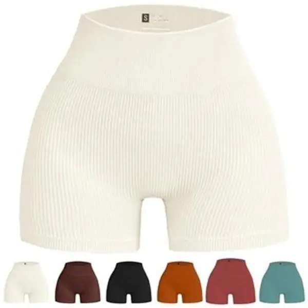 Women's High Waisted Ribbed Yoga Shorts
