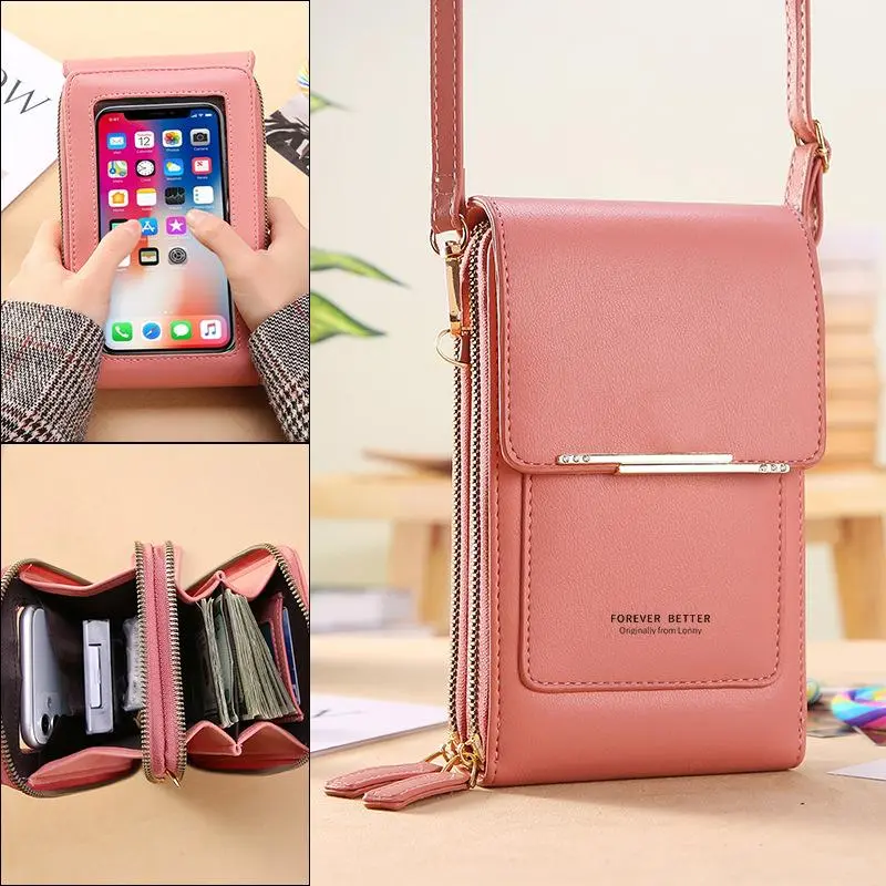 2025 new touch screen mobile phone bag women's small crossbody fashion purse vertical