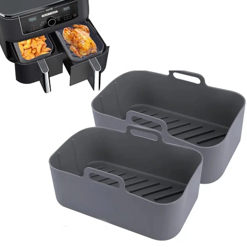 VegiMax Silicone Air Fryer Liner 2Pack for Ninja Dual Air Fryer Accessories 1
