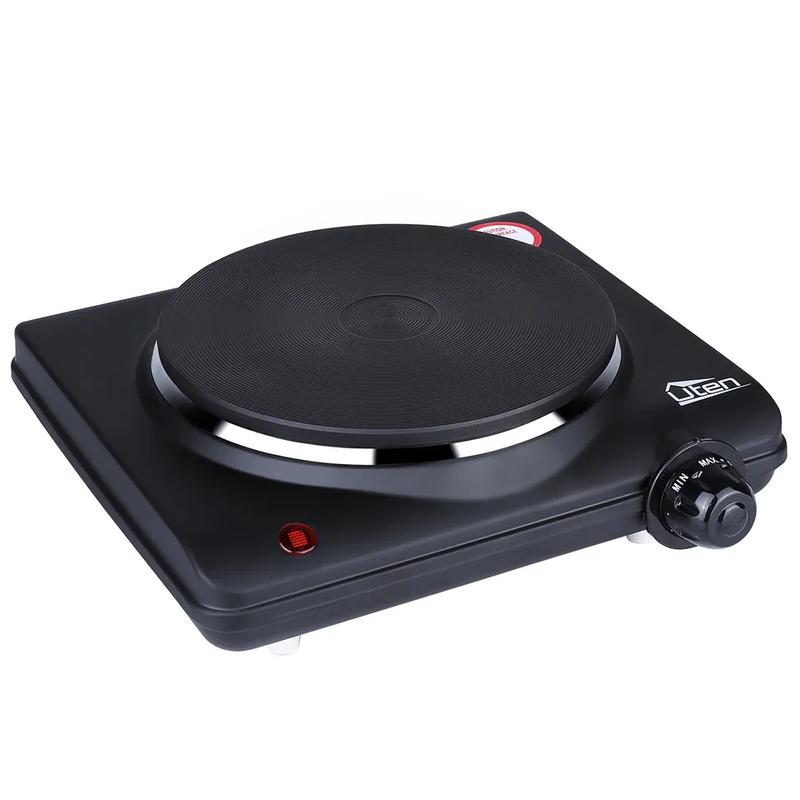 Stainless Steel Single Hotplate, Home Kitchen Electric Hotplate, 1250-1500W , 5 Power Levels Mobile Hotplate for Travel and Camping, Continuously Adjustable Thermostats, Overheating Protection, Cast Iron 6