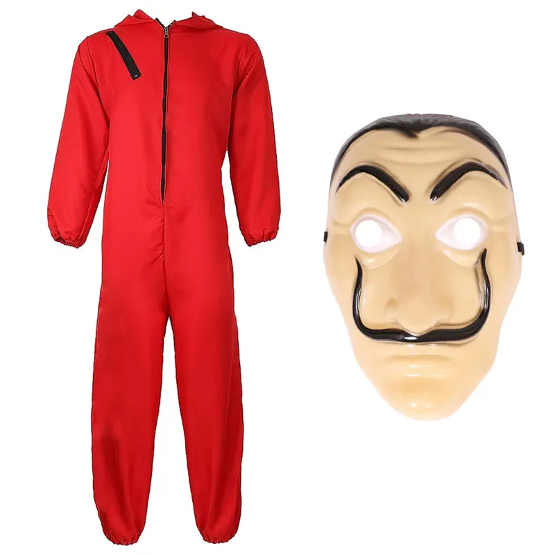 Money Bank Heist Costume Red Jumpsuit for Men and Women - Halloween Cosplay Clothing with Cuffed Sleeves and Zipper Detail - Red Menswear 2