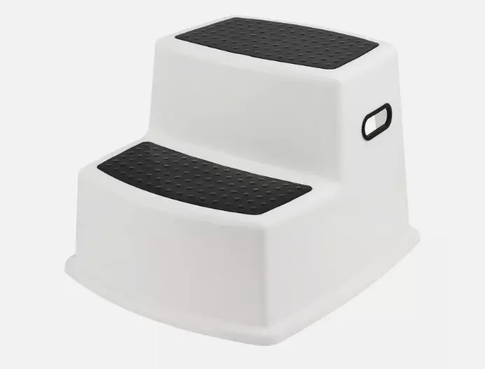 Double Step Stool Non Slip 2 Step Stool Potty Training Bathroom Kitchen Black 0