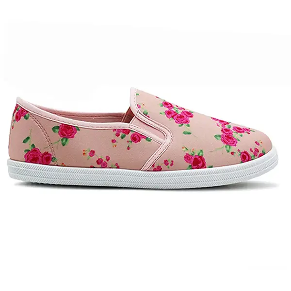 Ladies Womens Soft Canvas Low Top Slip On Flat Cushioned Walking Pumps Plimsolls Shoes Trainers 2