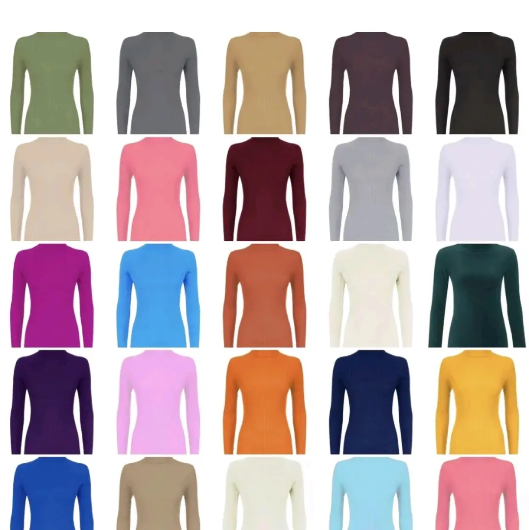 Women's Ladies Long Sleeves Ribbed Winter Turtle Polo Neck Jumper Top Sizes 8-26