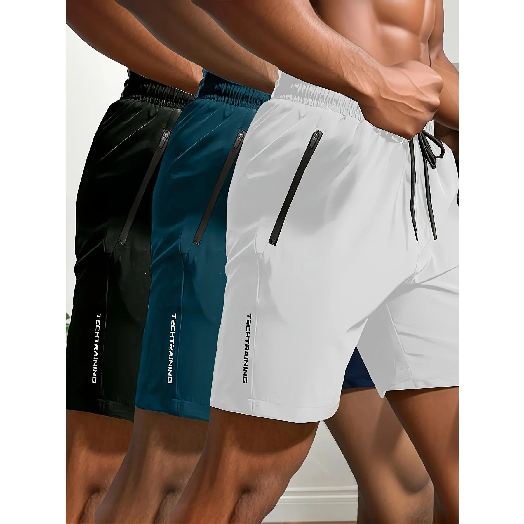 3pcs Men's Athletic Shorts - Quick-Dry, Breathable & Sweat-Wicking for Running, Cycling, Hiking & Swimming