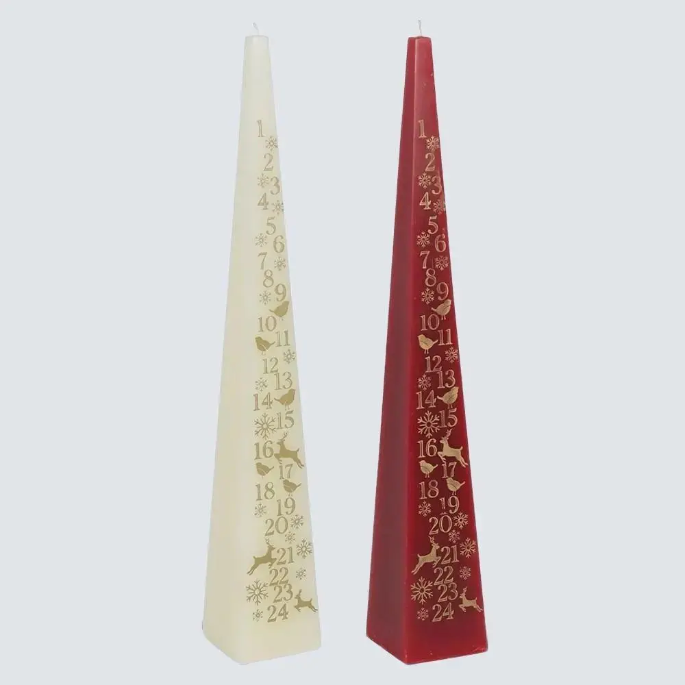 33cm Christmas Countdown Advent Candle with Festive Design - Ornaments, Decor
