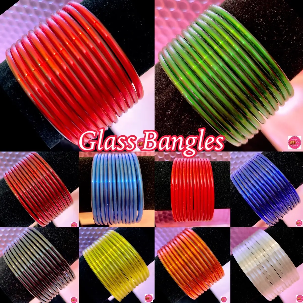 Size 2.10/2.8/2.6/2.4- Plain Glass Bangles Sets- Various Colours