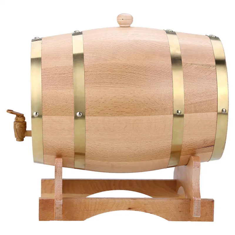 10L Oak Timber Wine Barrel Beer Whiskey Rum Dispenser Wooden Keg with Small Tapn 8