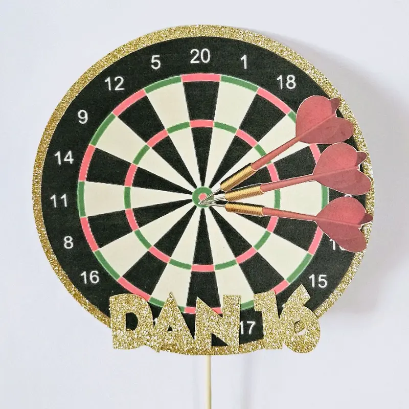 Dart Board Custom Cake Topper, Personalised any name and age dart board cake decoration 1