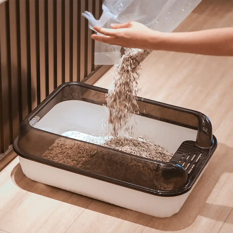 Open Cat Litter Tray Box Kitty Toilet With Extra Large Entry And Splash Guard 5