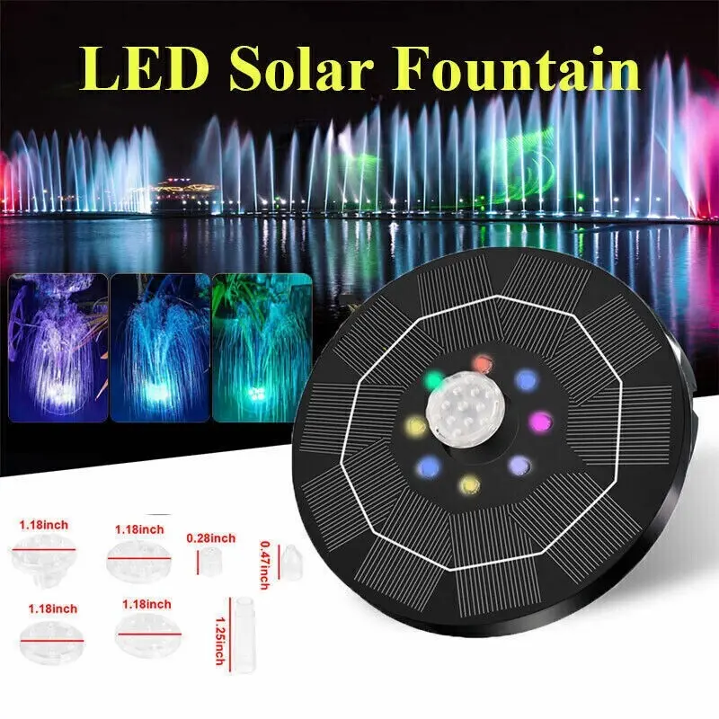Solar Powered Fountain Water Feature Pump 16CM Garden Pool Pond Aquarium 8LED UK 8