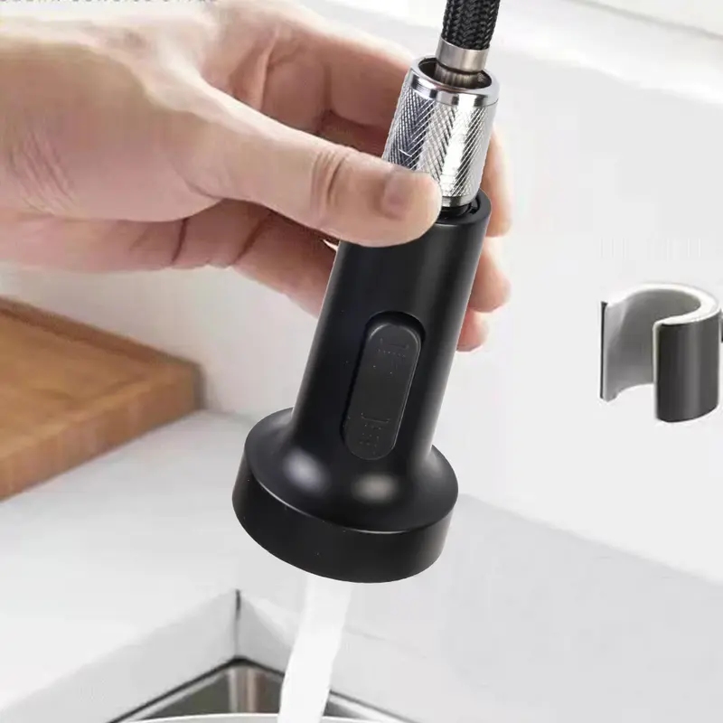 Monobloc Kitchen Sink Mixer Tap with Pull Out Hose Sprayer Single Lever - Black, for Home Improvement 6
