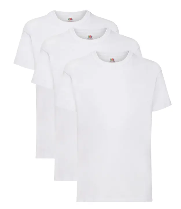 Fruit of the Loom Kid's T-Shirt, White, 1-2 to 14-15 Years, (Pack of 3)