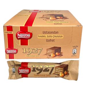 Nestle 1927 Hazelnut Cream & Milk Chocolate Coated Wafer - Pack of 12 x 28g Snack Cookie