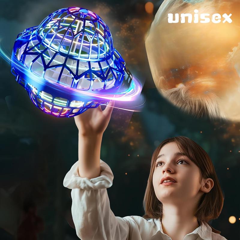 Cosmic Hover Ball Toy - Hand-Controlled Flying Disc with LED Lights, Fun Mini UFO, Perfect Birthday for Boys and Girls (Blue) 0