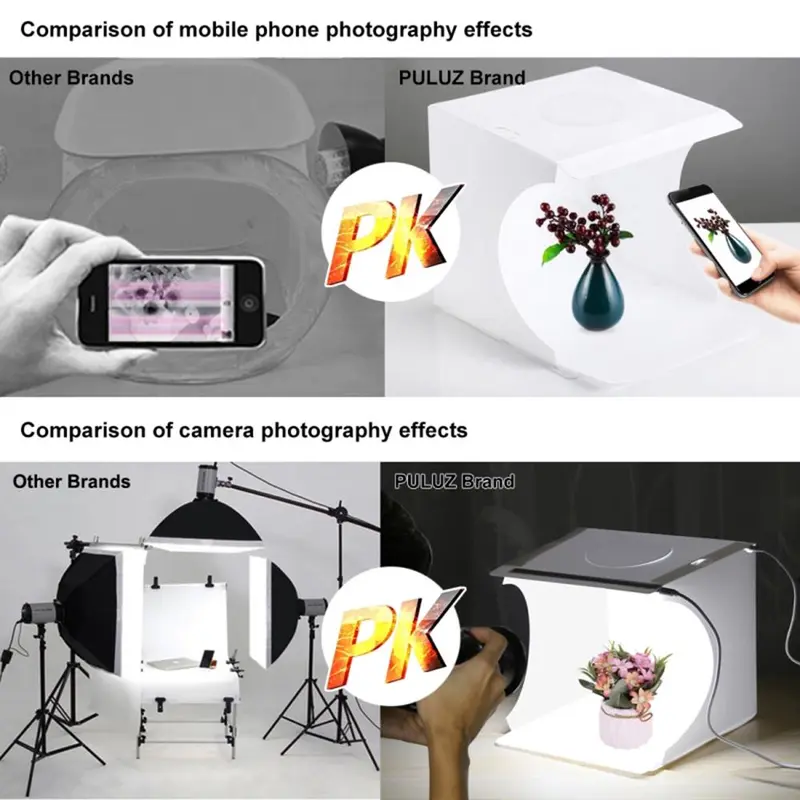 PULUZ Dual Light Lightbox Mini 40Pcs LED Light Room foliding Photography Lighting Softbox Tent Photobooth Backdrop USB Cube Box 3