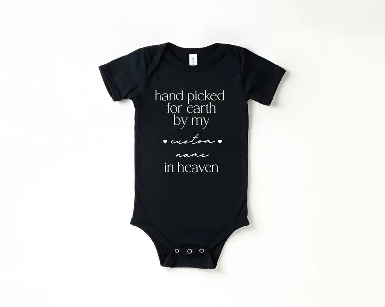 Handpicked For Earth Onesie, In Heaven Onesie, Baby Announcement Onesie, Custom Onesie, New Baby Gift, Best Newborn Onesies, Mom Gift 2
