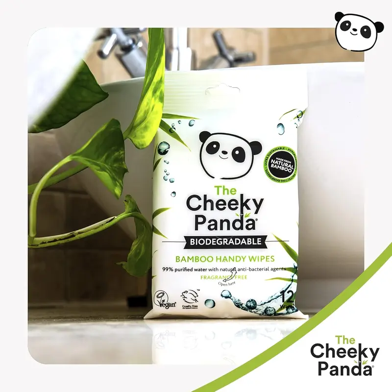 The Cheeky Panda Bamboo Hand Wipes | 12 Travel Wipes | 100% Plastic Free and Biodegradable Wet Wipes 4