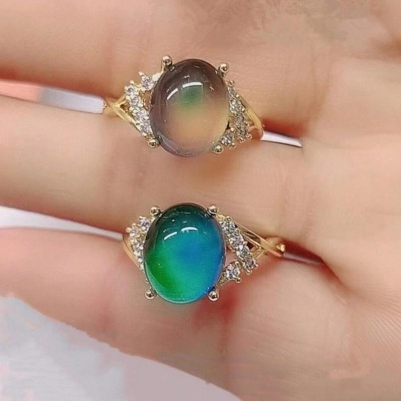 Adjustable Temperature Changing Multi-Color Stone Ring New Women's Fashion Jewelry 2