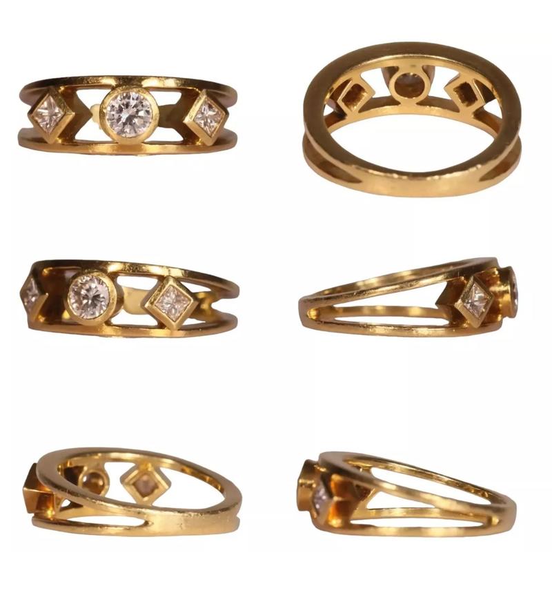 Product Introduction of Diamond Ring Size M Three Stone Brilliant Cut Diamond Tests 18ct Valuation £3400 34